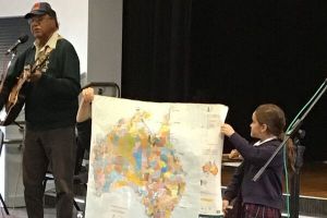 St Andrews Catholic Primary School Malabar - students holding map of Australia